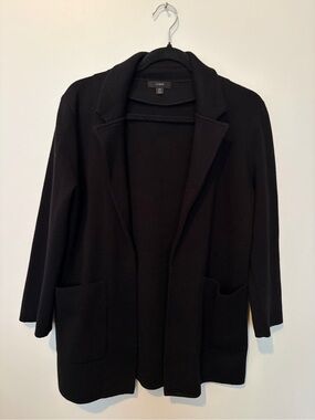 J. Crew Black Open-Front Knit Cardigan with Pockets - XS